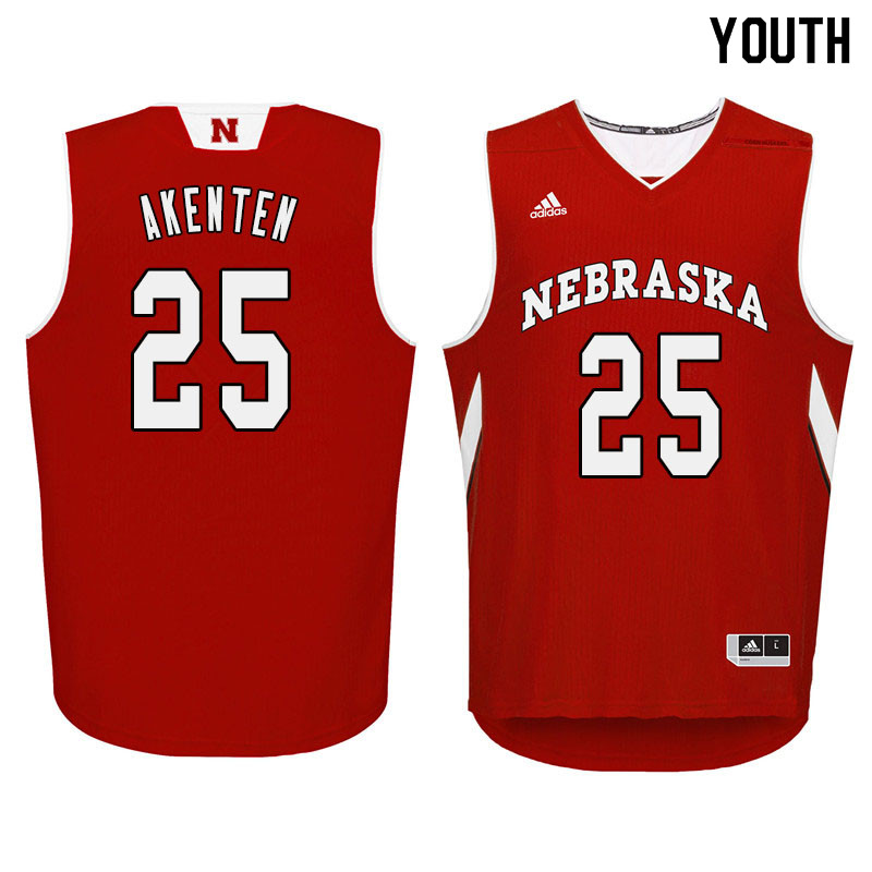 Youth Nebraska Cornhuskers #25 Nana Akenten College Basketball Jersyes Sale-Red - Click Image to Close